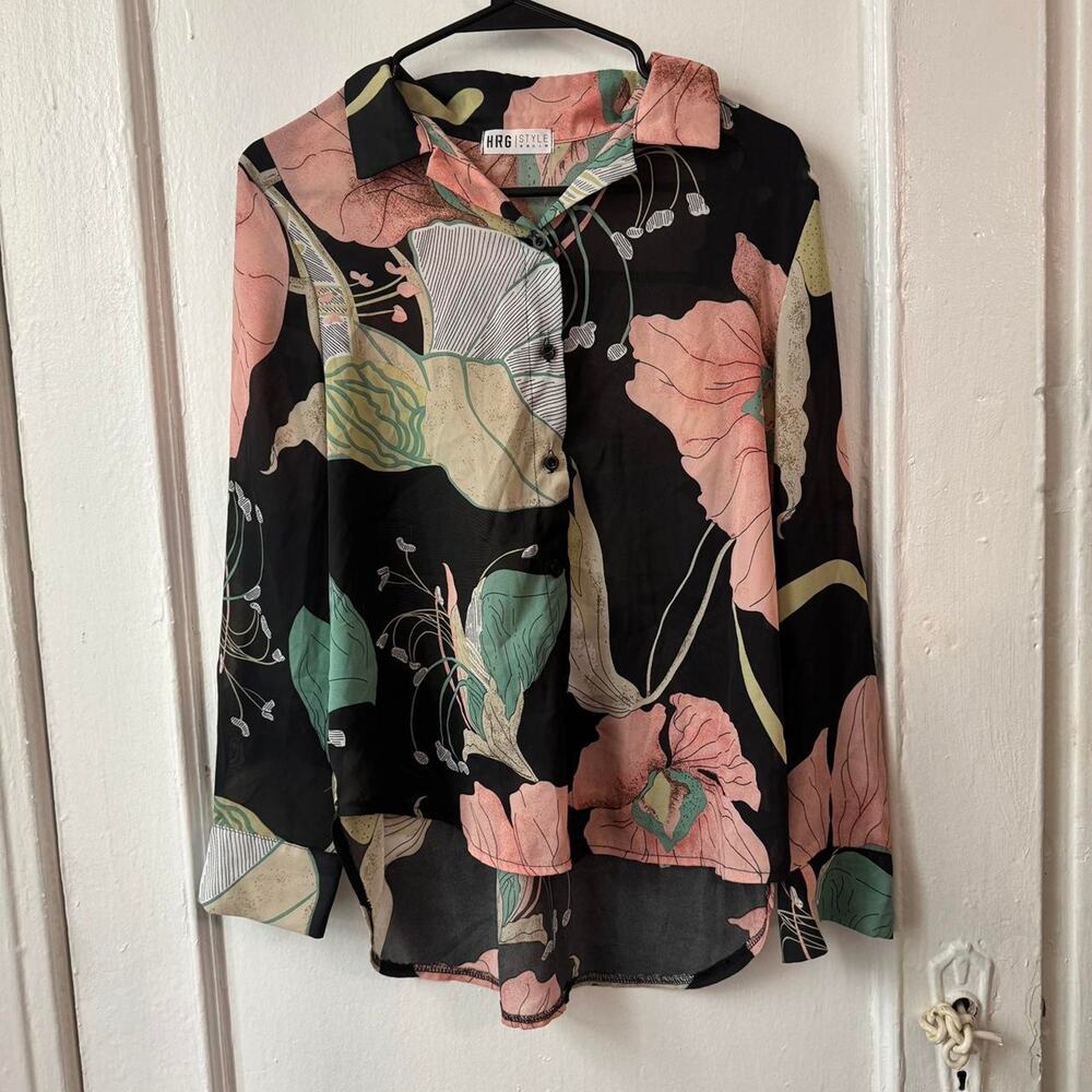 Fairy Pastel ethereal Sheer Floral‎ long sleeves dopamine romantic coquette sz M